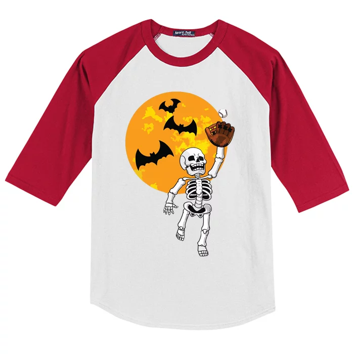 Baseball Skeleton Halloween Boy Baseball Hallowen Kids Colorblock Raglan Jersey