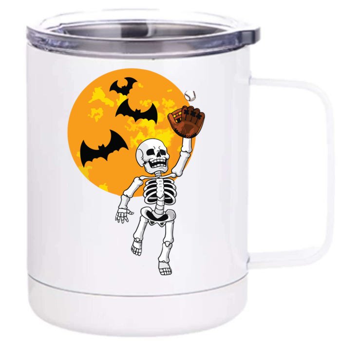 Baseball Skeleton Halloween Boy Baseball Hallowen Front & Back 12oz Stainless Steel Tumbler Cup