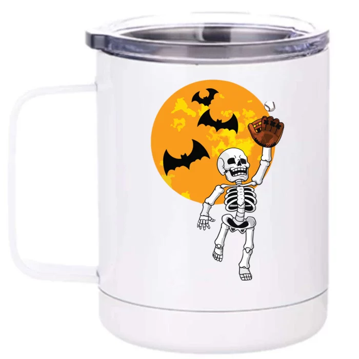 Baseball Skeleton Halloween Boy Baseball Hallowen Front & Back 12oz Stainless Steel Tumbler Cup