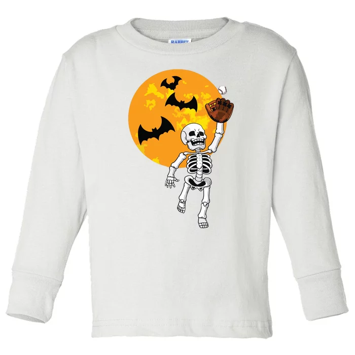 Baseball Skeleton Halloween Boy Baseball Hallowen Toddler Long Sleeve Shirt