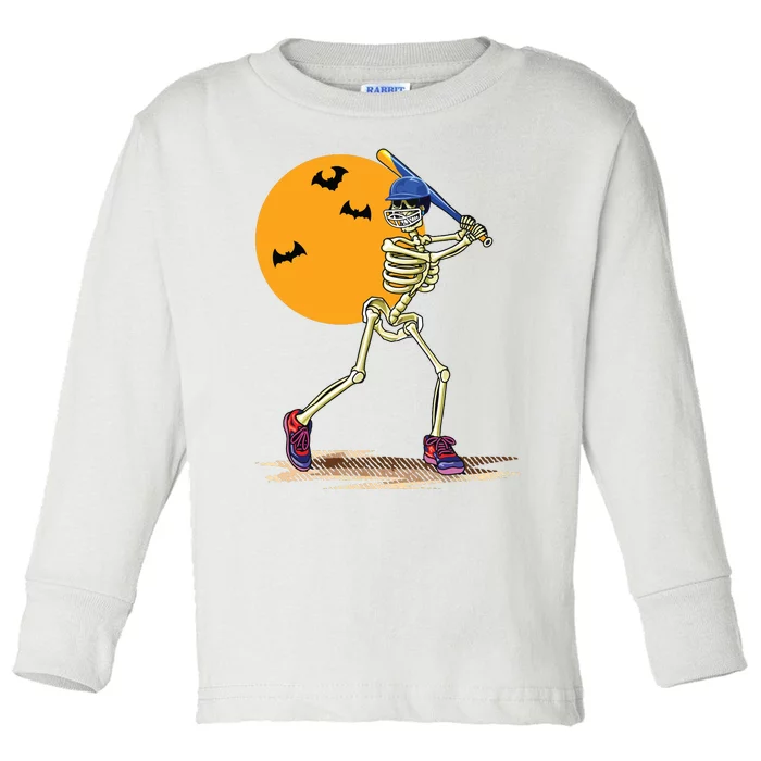 Baseball Skeleton Halloween Boy Baseball Halloween Toddler Long Sleeve Shirt