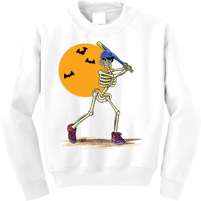 Baseball Skeleton Halloween Boy Baseball Halloween Kids Sweatshirt