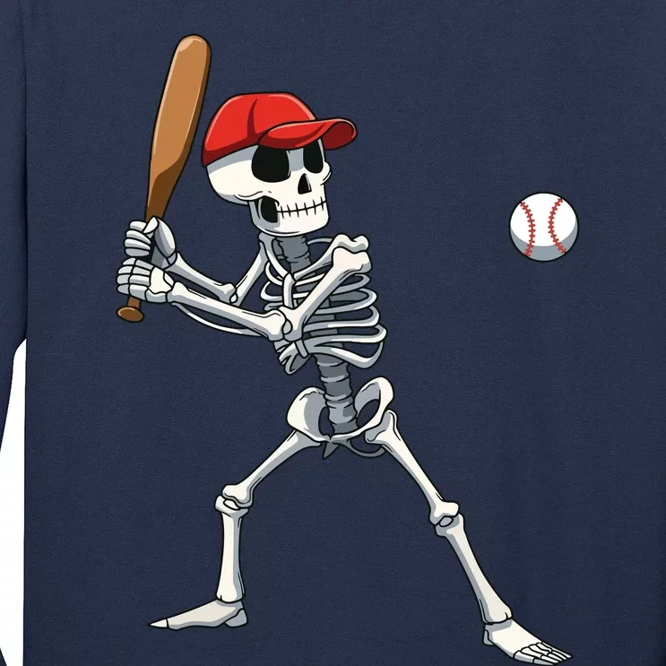 Baseball Skeleton Halloween Skeleton Playing Baseball Long Sleeve Shirt