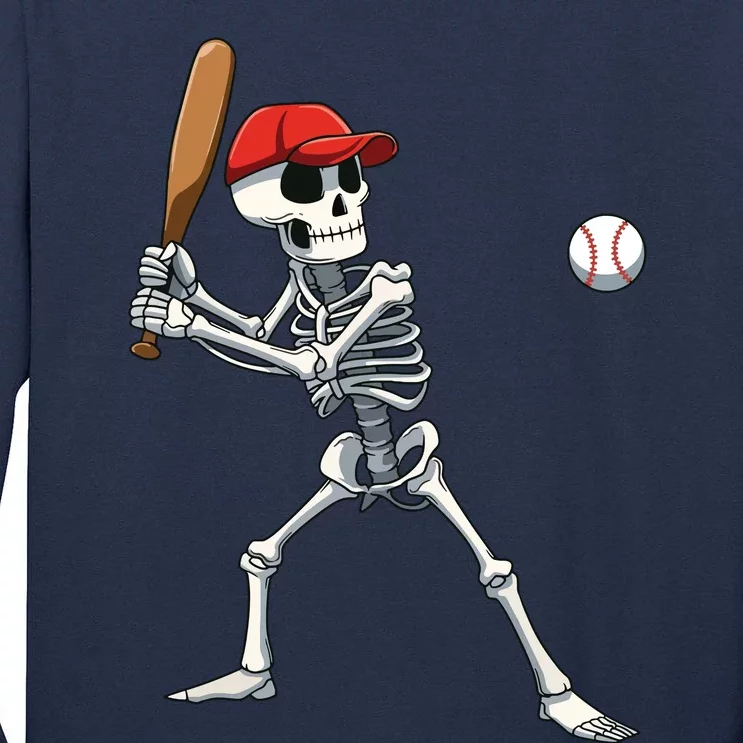 Baseball Skeleton Halloween Skeleton Playing Baseball Tall Long Sleeve T-Shirt