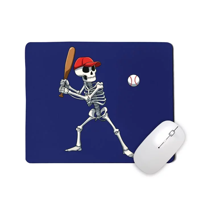 Baseball Skeleton Halloween Skeleton Playing Baseball Mousepad