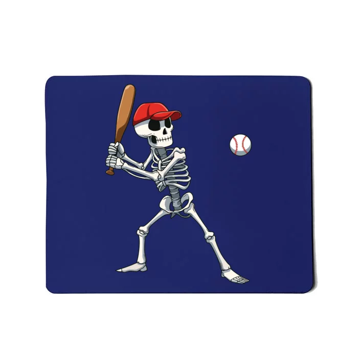 Baseball Skeleton Halloween Skeleton Playing Baseball Mousepad