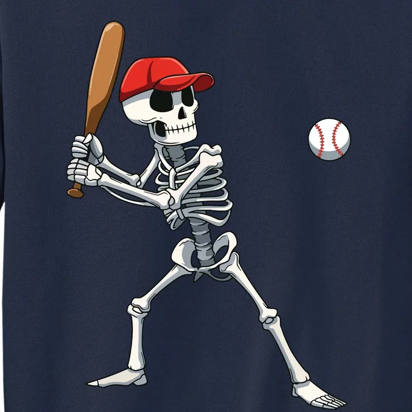 Baseball Skeleton Halloween Skeleton Playing Baseball Tall Sweatshirt