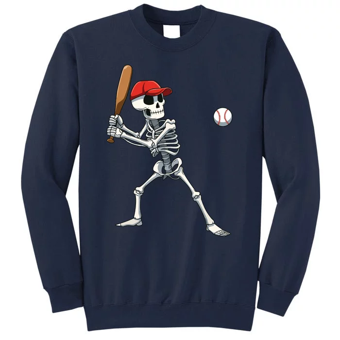 Baseball Skeleton Halloween Skeleton Playing Baseball Tall Sweatshirt