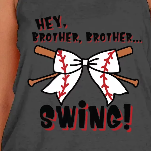 Baseball Sister Hey Brother Brother Swing Women's Knotted Racerback Tank