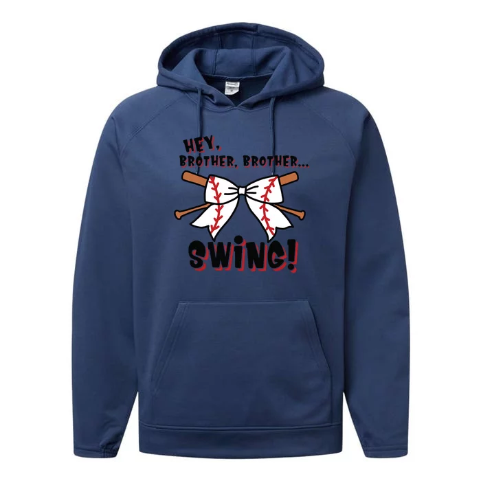 Baseball Sister Hey Brother Brother Swing Performance Fleece Hoodie