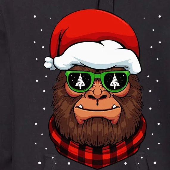 Bigfoot Santa Hat Christmas Pajama Cool Winter X Mas Tree Premium Hoodie