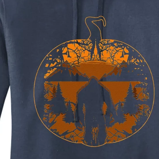 Bigfoot Sasquatch Halloween Pumpkin Women's Pullover Hoodie