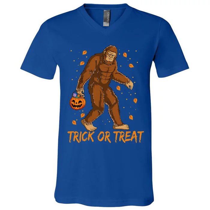 Bigfoot Sasquatch Halloween Trick Or Treat Costume V-Neck T-Shirt