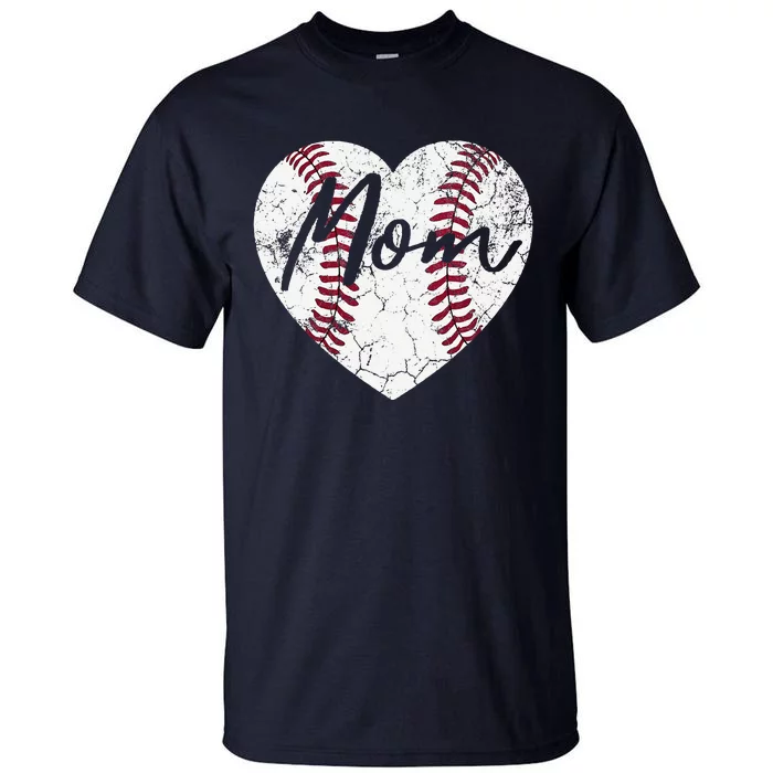 Baseball Softball Heart Mom Mother's Day Gift Mommy Mama Tall T-Shirt