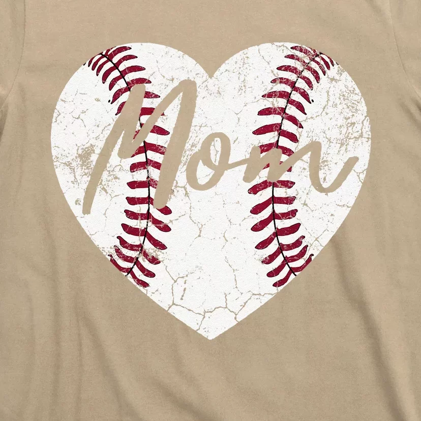 Baseball Softball Heart Mom Mother's Day Gift Mommy Mama T-Shirt