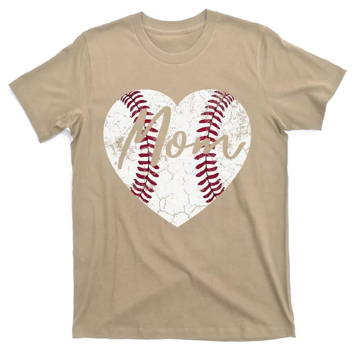 Baseball Softball Heart Mom Mother's Day Gift Mommy Mama T-Shirt