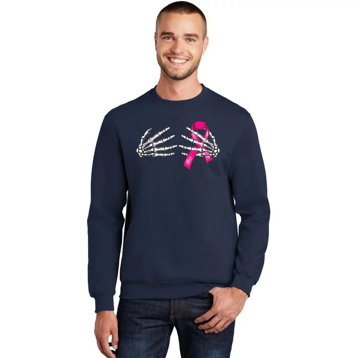 Boob Skeleton Hand Breast Cancer Awareness Halloween Costume Tall Sweatshirt