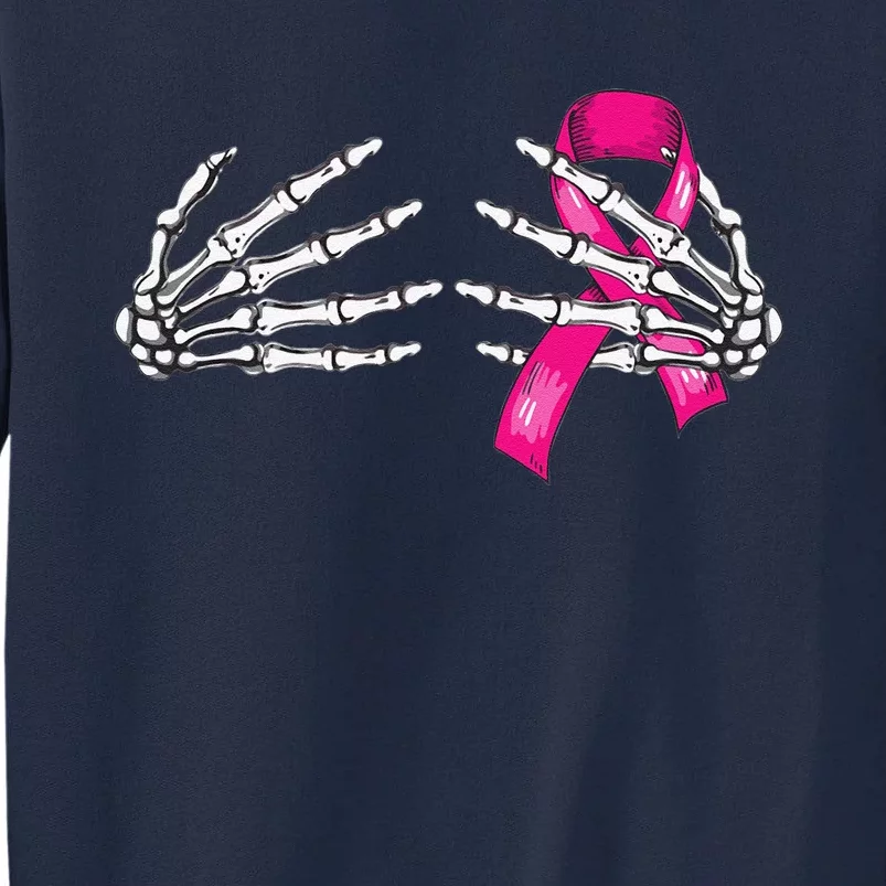 Boob Skeleton Hand Breast Cancer Awareness Halloween Costume Tall Sweatshirt