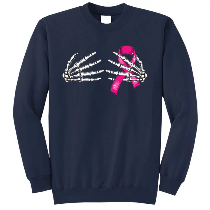 Boob Skeleton Hand Breast Cancer Awareness Halloween Costume Tall Sweatshirt