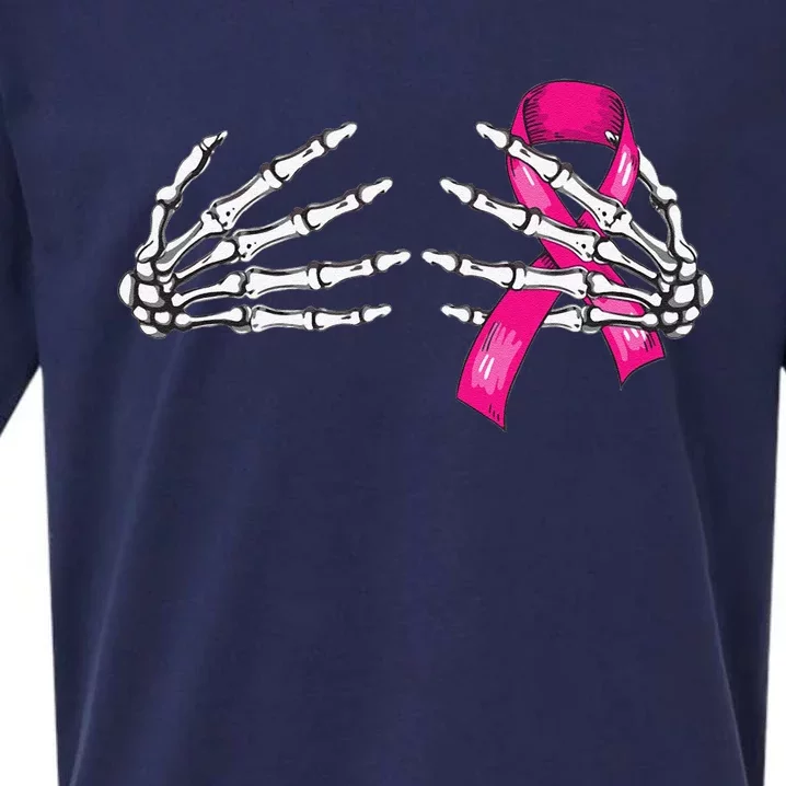 Boob Skeleton Hand Breast Cancer Awareness Halloween Costume Sueded Cloud Jersey T-Shirt