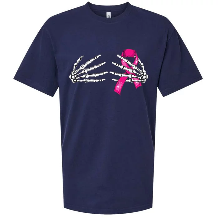 Boob Skeleton Hand Breast Cancer Awareness Halloween Costume Sueded Cloud Jersey T-Shirt