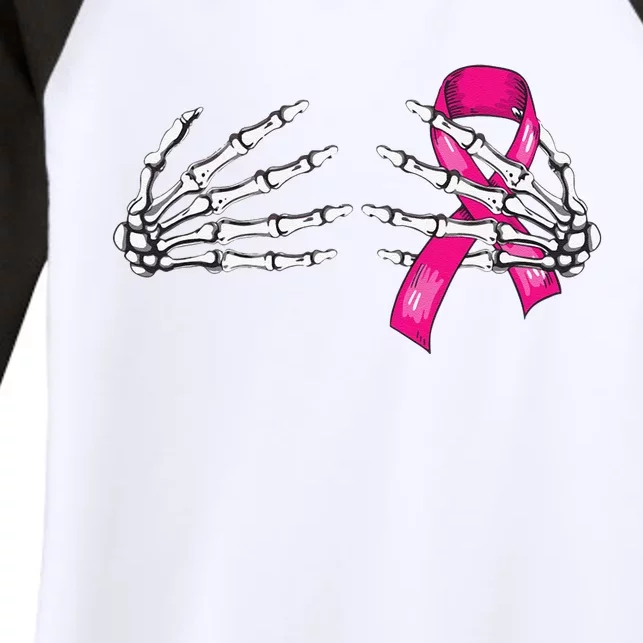 Boob Skeleton Hand Breast Cancer Awareness Halloween Costume Women's Tri-Blend 3/4-Sleeve Raglan Shirt