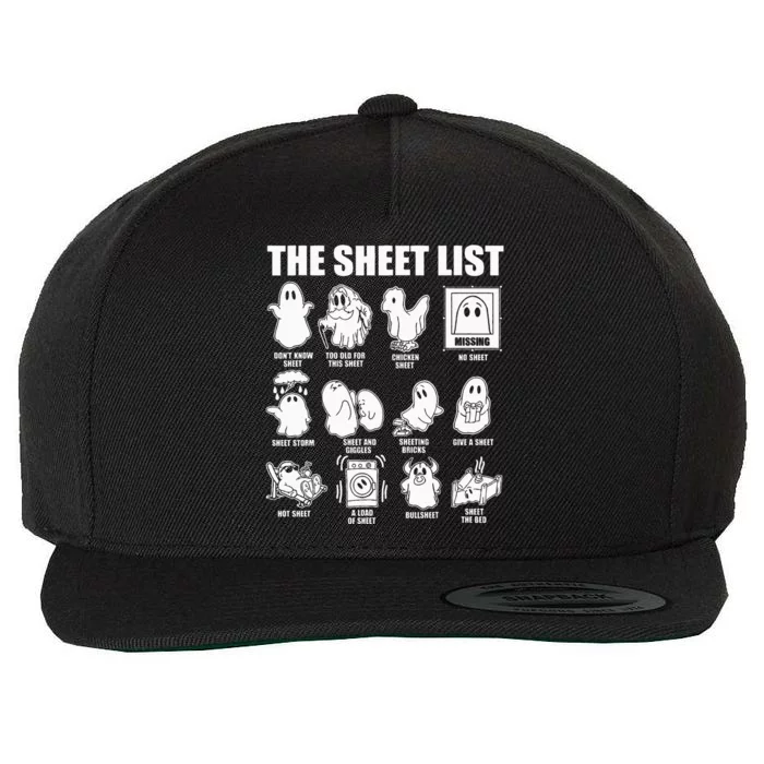 Boo Sheet Halloween The Sheet List Wool Snapback Cap