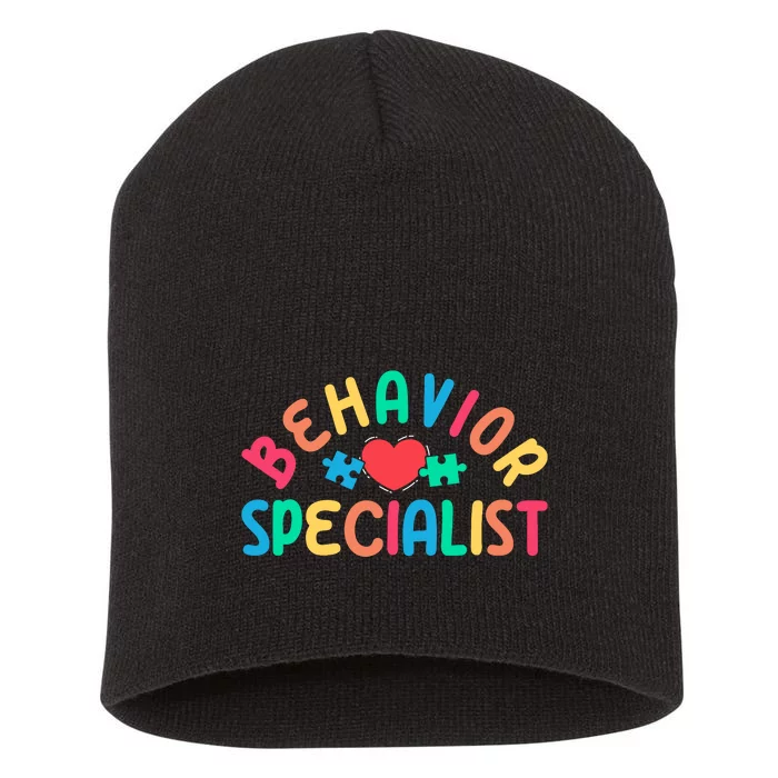 Behavior Specialist Heart Behavioral Specialist Short Acrylic Beanie