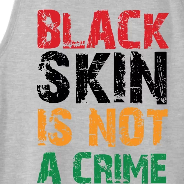 Black Skin Is Not A Crime Juneteenth African American Gift Ladies Tri-Blend Wicking Tank