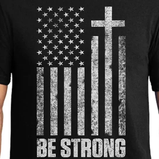 Be Strong Inspirational Christian American Flag Pajama Set