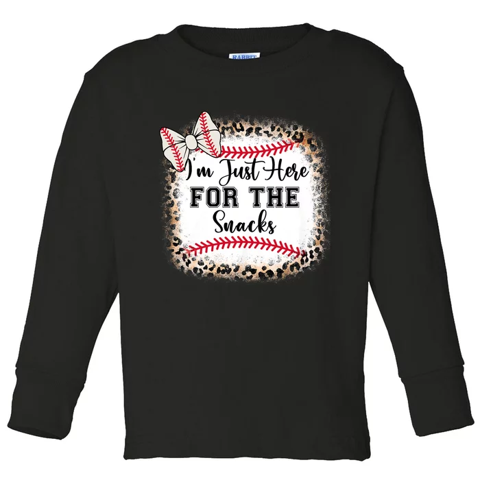 Baseball Sister Im Just Here For The Snacks Toddler Long Sleeve Shirt