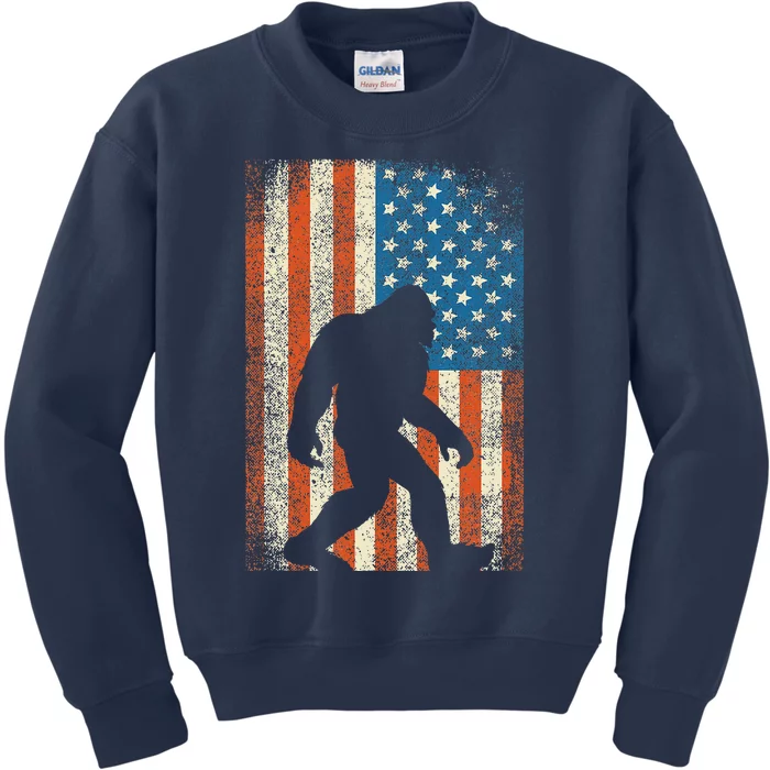 Bigfoot Sasquatch I Believe Patriot American Flag USA Kids Sweatshirt