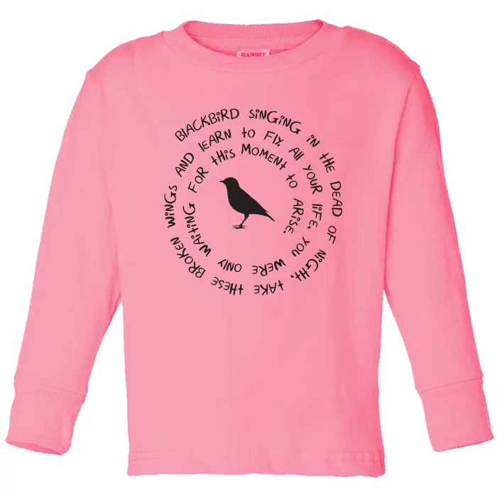 Blackbird Singing In The Dead Of Night Bird Lyrics Toddler Long Sleeve Shirt