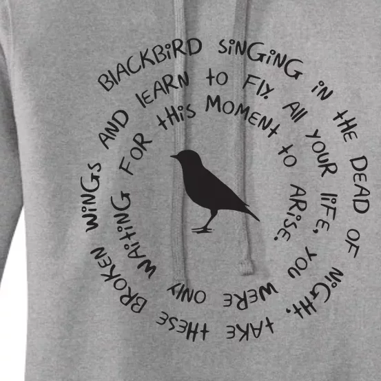 Blackbird Singing In The Dead Of Night Bird Lyrics Women's Pullover Hoodie