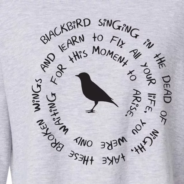 Blackbird Singing In The Dead Of Night Bird Lyrics Cropped Pullover Crew