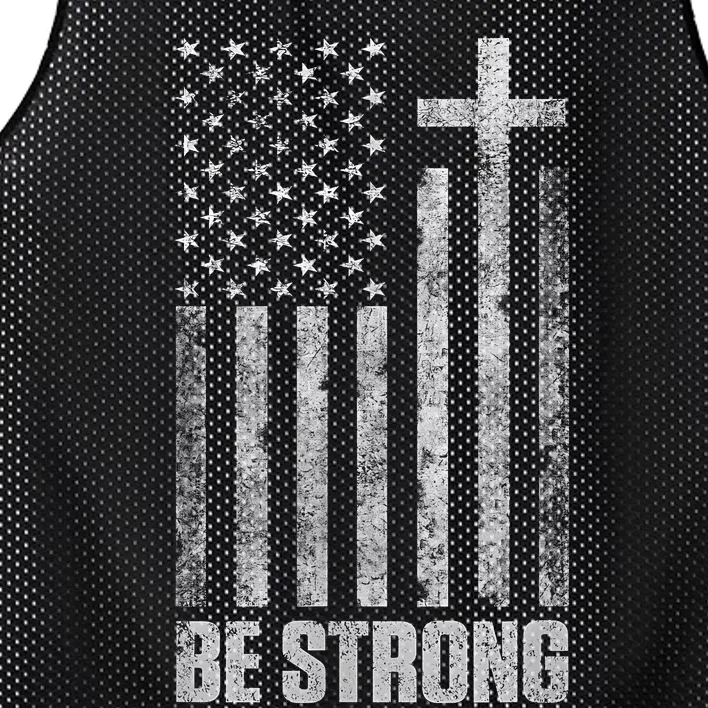 Be Strong Inspirational Christian American Flag Mesh Reversible Basketball Jersey Tank