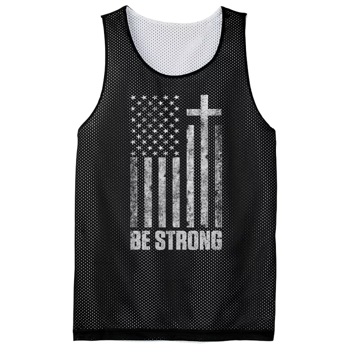 Be Strong Inspirational Christian American Flag Mesh Reversible Basketball Jersey Tank