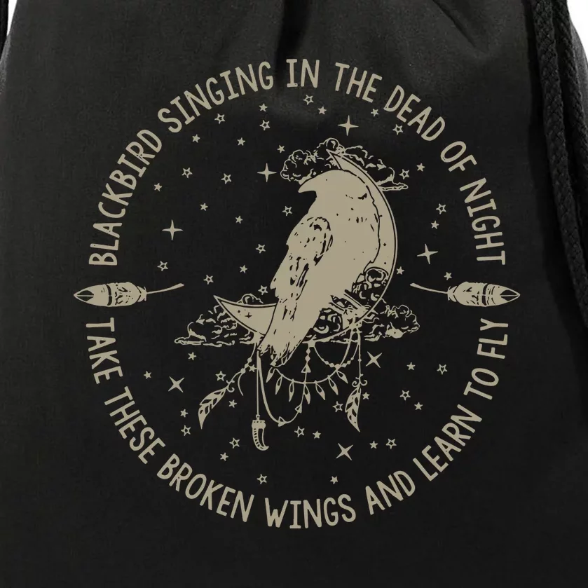 Blackbird Singing In Dead Of The Night Music Lover Drawstring Bag