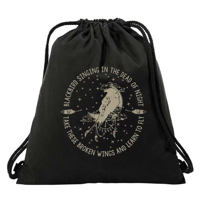 Blackbird Singing In Dead Of The Night Music Lover Drawstring Bag