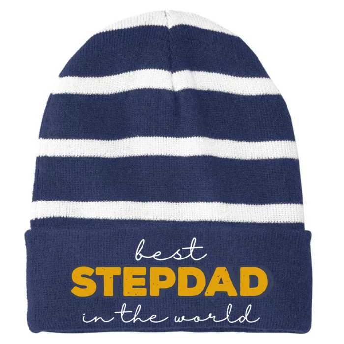 Best Stepdad In The World Fathers Day Striped Beanie with Solid Band