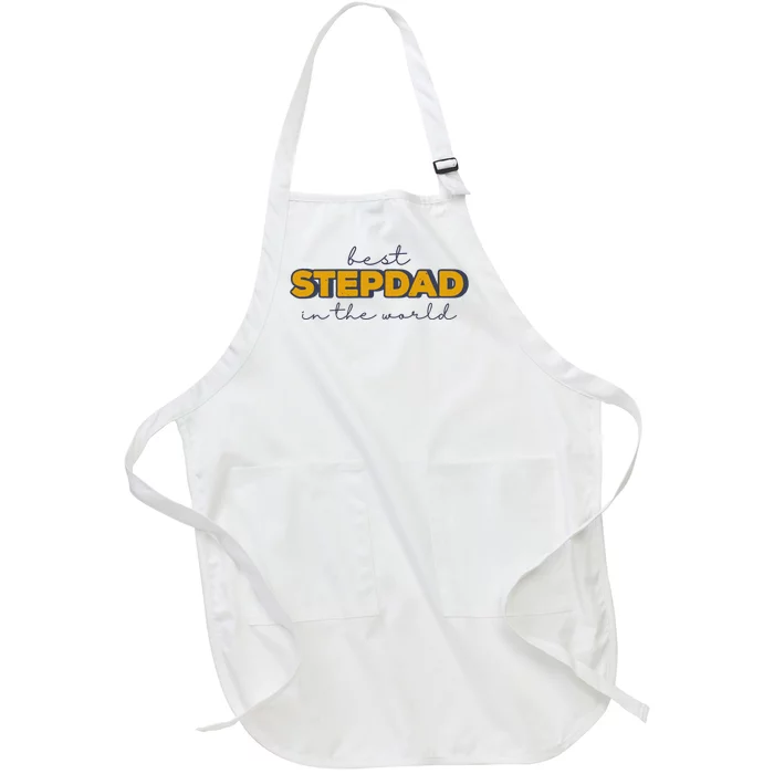 Best Stepdad In The World Fathers Day Full-Length Apron With Pocket