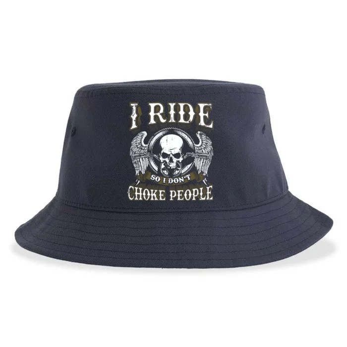 Biker Skull I Ride So I Dont Choke People Motorcycle Sustainable Bucket Hat