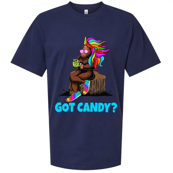 Bigfoot Sasquatch In Unicorn Halloween Costume Got Candy Sueded Cloud Jersey T-Shirt