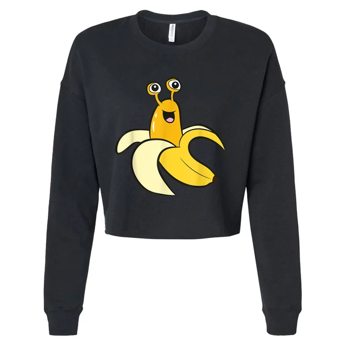 Banana Slug In Banana Funny Banana Slug Cropped Pullover Crew