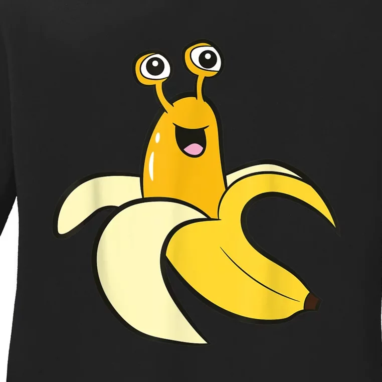 Banana Slug In Banana Funny Banana Slug Ladies Long Sleeve Shirt