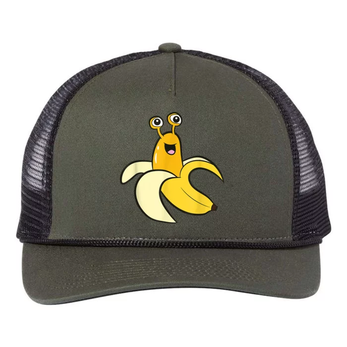 Banana Slug In Banana Funny Banana Slug Retro Rope Trucker Hat Cap