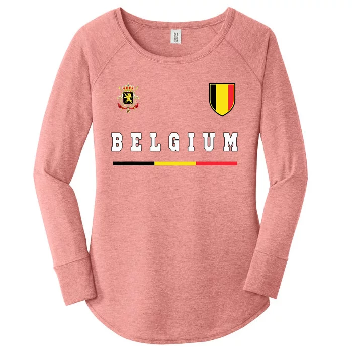 Belgium Sportssoccer Jersey Flag Women's Perfect Tri Tunic Long Sleeve Shirt