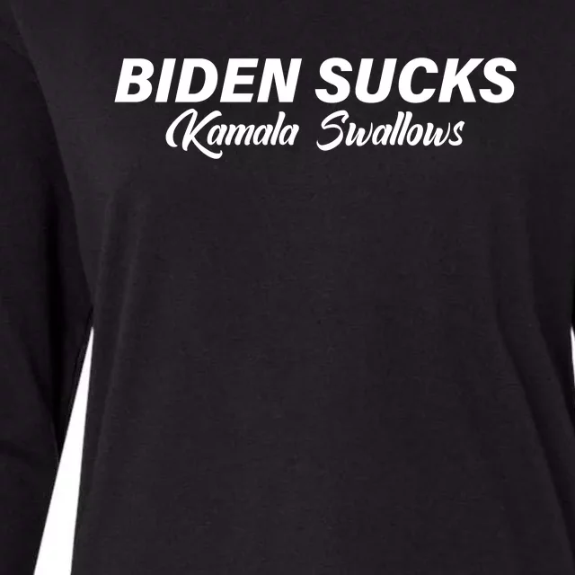 Biden Sucks Kamala Swallows Funny Biden And Kamala Womens Cotton Relaxed Long Sleeve T-Shirt