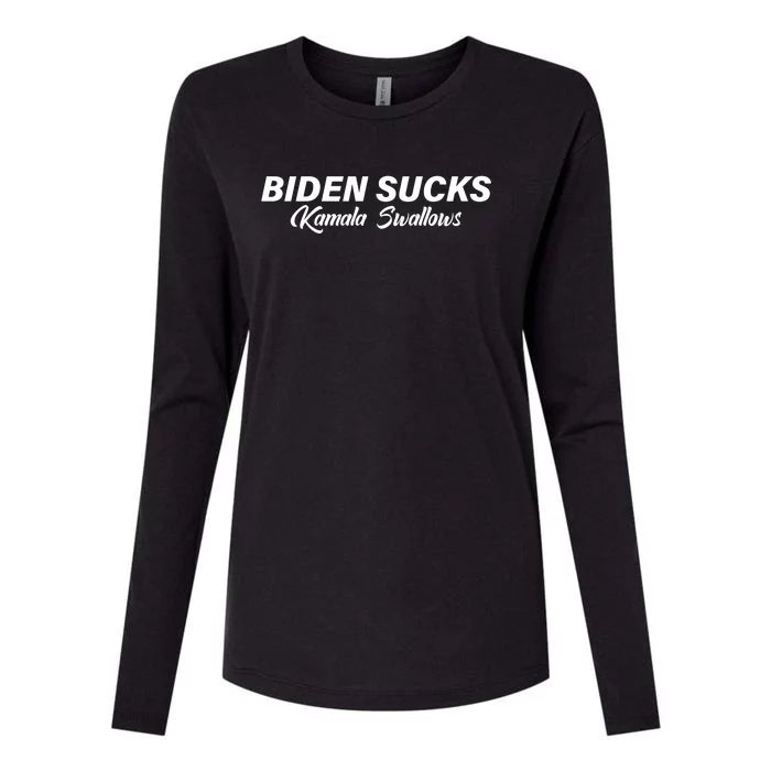 Biden Sucks Kamala Swallows Funny Biden And Kamala Womens Cotton Relaxed Long Sleeve T-Shirt