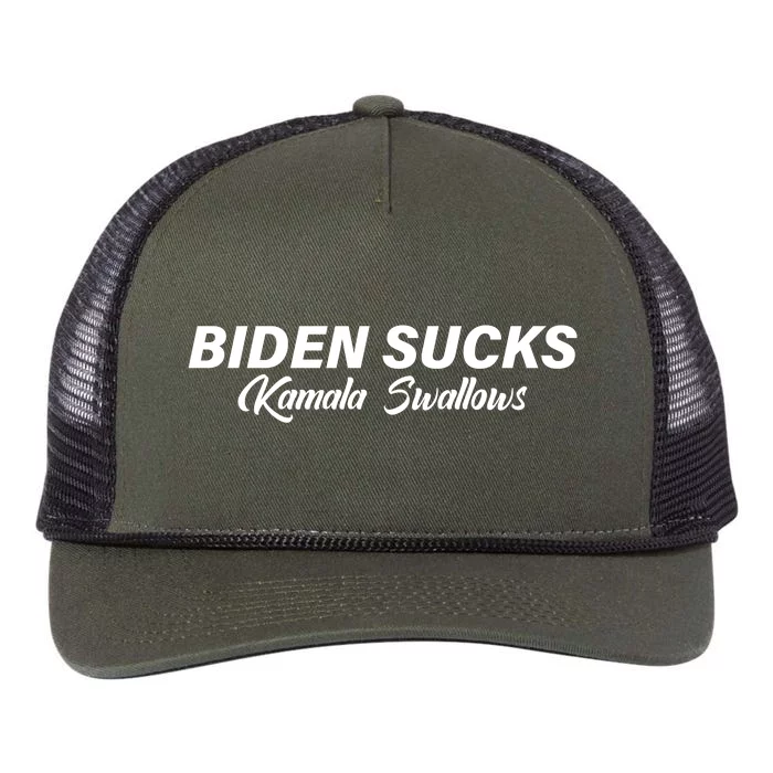 Biden Sucks Kamala Swallows Funny Biden And Kamala Retro Rope Trucker Hat Cap